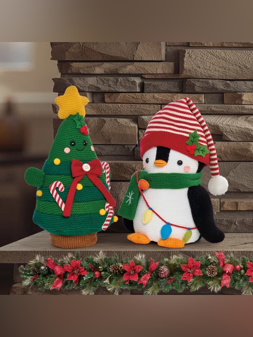Knit Holiday Shelf Sitters, Set of 2